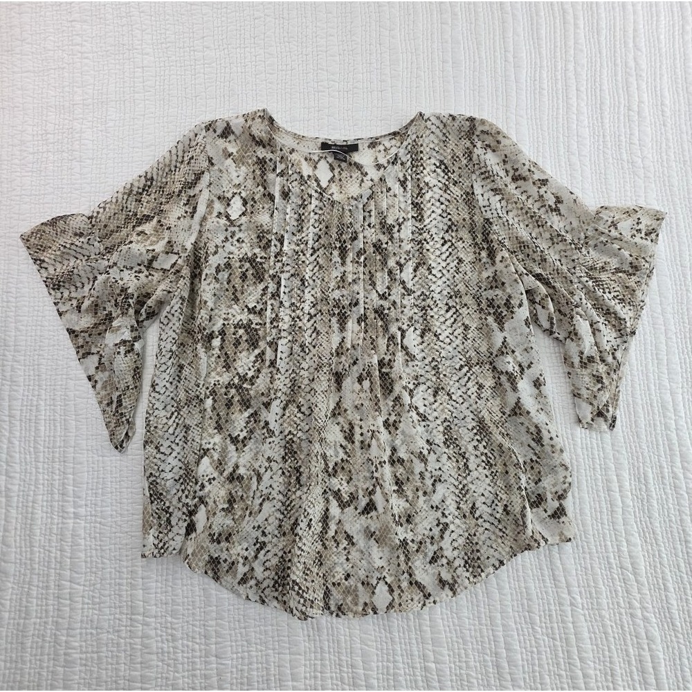 Style & Co Snake Prink Flutter Sleeve Tunic Top Womens XL Sheet Lagenlook  EUC‎